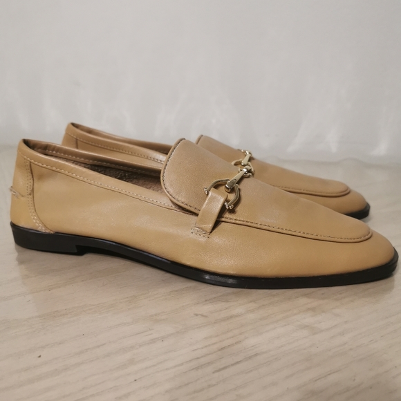 NWT Zara Leather Flat Loafer Shoes - Picture 2 of 11